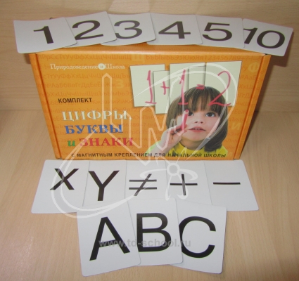 Набор цифр, букв и знаков с магнитным креплением по математике для начальной школы